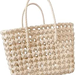 FABLOFT Woven Handbag Fashion Satchel Summer Beach Tote for Holiday Commuting Picnic-picture-45