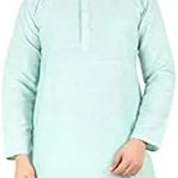 latest chikan Men's Cotton Solid Regular Long Kurta - Casual Ethnic Wear-picture-15