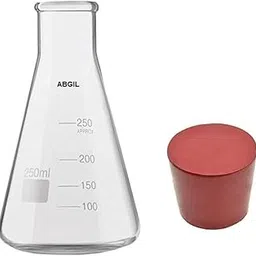 AABGIL BOROSILICATE GLASS ERLENMEYER NARROW MOUTH GRADUATED CONICAL FLASK WITH RUBBER CORK CAPACITY 250ML-image-65