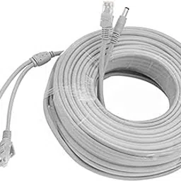 priaolker 20M/60FT Ethernet CCTV Cable, Cat 5 RJ45 + 2.1x5.5mm DC Power Cord, for CCTV Security Camera Surveillance System IP Camera NVR System Grey - (1Pcs)-picture-66