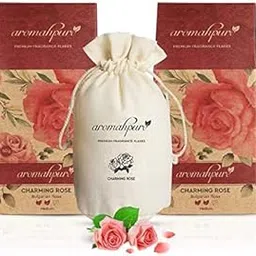 Aromahpure Car Perfume Flakes - Charming Rose- Bulgarian Rose, Car Air Freshener made with Essential Oil, Grains, and Flakes- 50Gms, incense your car for 30 days, Pack of 2, IFRA certified-image-66