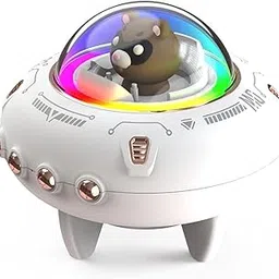 Cute Small Bluetooth Speaker, Bear Wireless Speaker with RGB Multi Colors Rhythm Lights, Cute Spaceship Shape for Kawaii Room Decor, Teen Girls Kids Gift-picture-14