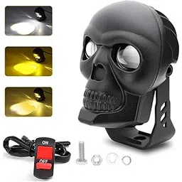Skull Design LED Fog Light ? High Bright Waterproof 45W 12V-80V Yellow and White High Beam Light, Universal Fit for Motorcycles, Cars & Scooters (Pack of 1 with Switch)-picture-31