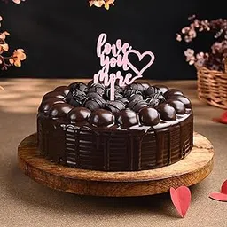 Bakingo 1Kg Delicious Silky Smooth Fresh More Love Truffle Ganache Cake With Topper For Birthday & Anniversary Cake, Valentine Day Cake For Boyfriend, Girlfriend, Husband & Wife (Same Day Delivery)-picture-29