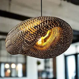Habere India-All the Cultures Fabricating India Hanging Lights | Pendant Lights for Ceiling | Ceiling Lights for Hall | Hanging Lights for Living Room | Bamboo Lamp for Room (Medium: L60×W40×H20 Cm)-image-18