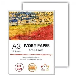 True-Ally 25 Sheets A3 Ivory Sheets - 210 GSM, | Sketching and Drawing Paper | Size - 16.5 inches x 11.5 inches x 0.1 inch (A3-25 Sheets)-picture-17