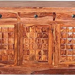wood crony Solid Sheesham Wood Sideboard Cabinet with 3 Drawer & 6 Selves - Chest of Drawers Wooden Drawer Storage Cabinet for Bedroom Living Room Storage Furniture Decor (Design 18)-picture-12