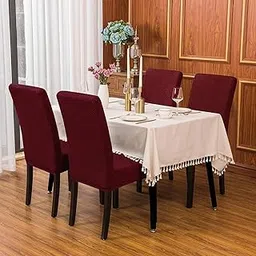 Mahika International Chair Cover Set of 6 for Dining Table Stretchable Elastic Chair Slip Covers of Polyester and Spandex (Maroon)-image-23