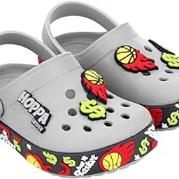 Hopscotch Boys and Girls Grey Applique Clogs-image-55