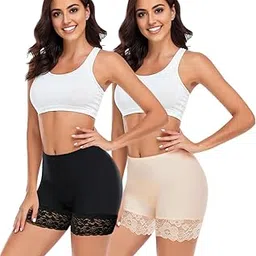 nicsy Women's High Waisted Slip Shorts for Under Dresses, Mid Thigh Lace Boyshorts for Cycling, Yoga, Swim, Underskirts (Pack Combo)-picture-27