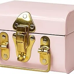 Metal Small Storage Trunk with Gold Latches Classic Simple Trunk Storage Box Durable Lockable Chest,Multipurpose Storage Box, Decorative Metal Storage Organizer..(Pink)-picture-26