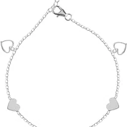clara 925 Sterling Silver Heart Anklet Payal (Single) | Adjustable Chain | Gift for Women and Girls-picture-51
