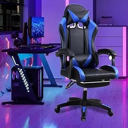 Urbane Home Ergonomic Gaming Chairs for Home with Adjustable Headrest, Lumbar & Armrest Support | 135° Recliner Chair with Footrest | Heavy Duty Trading & Gamer Chair | 2023-6F-BLUE image 1