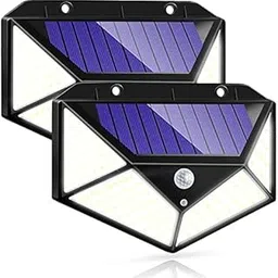 JAMBUVANTI Solar Interaction Wall Lamp Solar Out Door Powered Motion Sensor Interaction Garden Wall 100 Led Lamp 3 Modes (Pack of 1), Silver-image-73