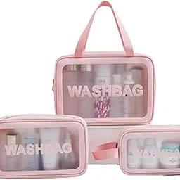 ohaolyle Clear Toiletry Bag,Travel Toiletry Bags,Clear Wash Bag for Toiletries,Makeup Bag(PINK), PINK, Toiletry Bag-picture-34