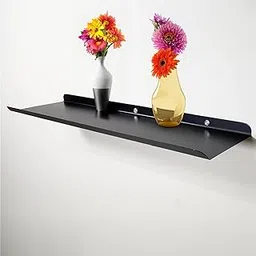 SAWS Long Metal Floating Wall Shelf Rack | 63cm x 13.8cm | Black Wall Mount Shelf for Living Room, Bedroom, Kitchen | Display Rack for Showpieces, Books, Decorative Items-picture-16