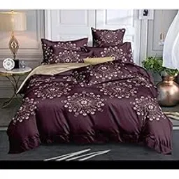 Hrudaya Synchronized Fibre All-Weather/Season Standard Queen Size Reversible 1 Printed Cotton Comforter with 1 Bedsheet and 2 Pillow Covers Combo (Multicolour, 90x100 inch) - 4 Pieces-picture-43