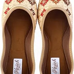 mojich Women's Anarkali Embroidery Work Traditional Jutti | Embroidered Handmade Jutti | Tradition Mojari Punjabi Jutti(Cream)-picture-18
