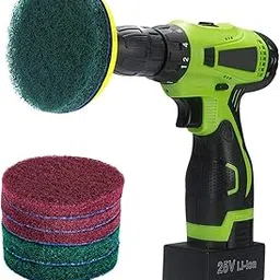 Kichwit 4 Inch Drill Power Brush Tile Scrubber Scouring Pads Cleaning Kit, Includes Drill Attachment, 3 Red Pads and 3 Stiff Green Pads, Heavy Duty Household Cleaning Tool (Drill NOT Included)-image-31