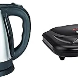 Prestige Electric Kettle PKOSS - 1500watts, Steel (1.5Ltr), Black & PSMFB 800 Watt Sandwich Toaster with Fixed Plates, Black Combo-picture-23