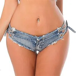 quecy Women's Sexy Low Waist Mini Denim Hot Pants Beach Shorts Clubwear |Style1 Shorts |M-picture-52