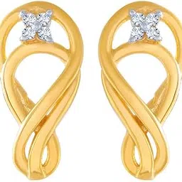 p.c. chandra jewellers 14k (585) Yellow Gold and American Diamond Stud Earrings for Women-picture-40