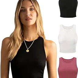 KERI PERRY Women's Sleeveless Casual Solid Streatchable Crop Top (Pack of 3)-picture-29