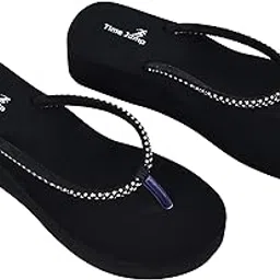 time jump Women's Platform Flip Flops with Rhinestone Straps, Comfort Wedge Sandals-picture-40