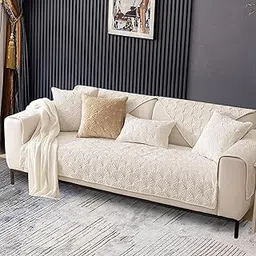 Cortina Premium Style Anti Slip 3 Seater Sofa Cover Set | Microfiber Sofa Slipcover |3 Back Cover + 1 Seat Cover + 2 Handle Cover - Peach-image-2