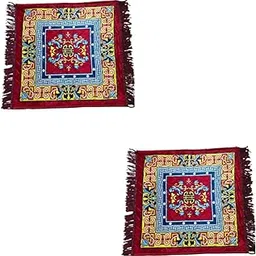 Shreeji Enterprises Velvet Pooja Mat Aasan 25x23 Inch Soft Velvet Pooja Asana for Temple, Prayer, and Meditation Traditional Multicolor Puja Mat for Home Temple & Rituals Pack of 2-image-83