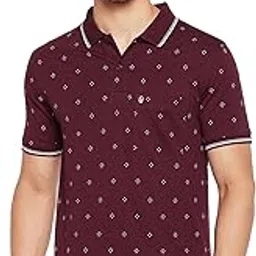 uniberry Men's Cotton Blend Half Sleeve Printed Polo Neck T-Shirt Has A Short Sleeve & Pocket On Chest-ANREMT6-MR_M Maroon-picture-13