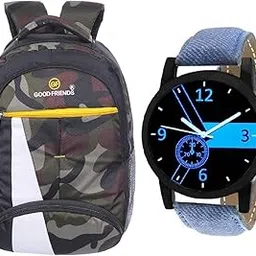 goodfriends Good Friends Fabric 35 LTR School Backpack,Laptop Backpack+Analogue Watch Blue-picture-24