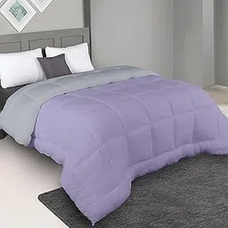 bien LIVING Plush Reversible Microfiber Comforter Single Bed | 220 GSM Wadding |110 GSM Peached Extra Soft Microfiber Fabric,All Weather Comforter Single Bed (60 X 90 Inches) Ash Grey + Wisteria-picture-17