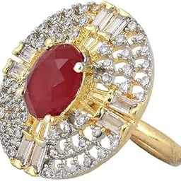 Latest Traditional Collections Round Shape Brass And Cubic Zirconia Classic Cocktail Ring for Women & Girls, Ring For Women & Girls-image-87