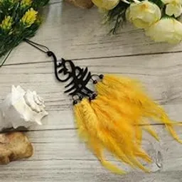 Om Lambo Yellow Handmade Dreamcatcher for Car, Bedroom, Wall Decor | Positive Energy & Protection Hanging Ornament | Decorative Showpiece Wall Hanging | Om_Lambo_Yellow_01-picture-13