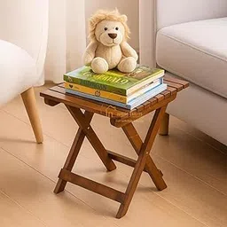 JUMBO CRAFTS Beautiful Wooden Side Table/End Table/Plant Stand/Tea Table/Stool Living Room Furniture Square Shape End Table - Natural Brown 1-image-18