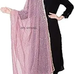 zen apparel Zen Women's Embroidered Georgette Dupatta With Sequence Work-picture-39