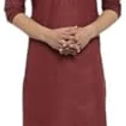Men Solid Cotton Blend Straight Kurta (Maroon) (Only Kurta)-picture-12