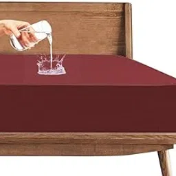 Niwed New 100% Waterproof Premium Cotton Feel Mattress Protector | Breathable and Hypoallergenic Ultra Soft Fitted Bed Protector Cover (Maroon)-image-49