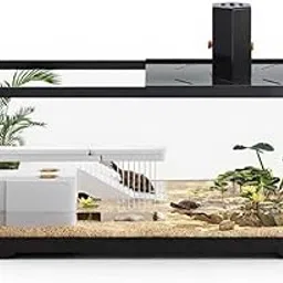Turtle Enclosure Green Habitat with Basking Deck Filtration Home Use Black 30x185x18cm-image-3