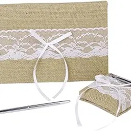 SECRET DESIRE™ Set of Lace Embellished Guest Book with Pen and Stand Wedding Party Supplies-picture-27