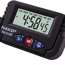 DITCAFOS Nako Car Dashboard/Office Desk Plastic Alarm Clock and Stopwatch with Flexible Stand , Black-picture-20