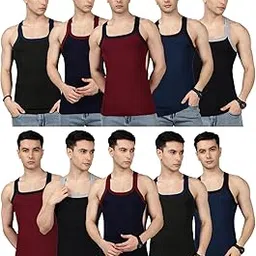 lux parker Men's Cotton Solid Gym Vest |Style- 1500 | Color May Vary | Pack of 10-picture-27