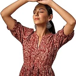 kzully | Dress for Women | Fit & Flare with Puff Sleeves| Elegant Casual Lightweight Polyester Fabric | Comfortable Summer Outfit-picture-30