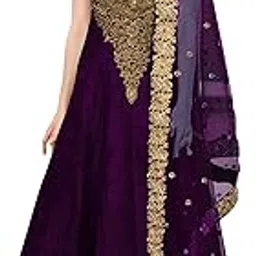 caffoy cloth company Women's Bangalori Cotton Silk Anarkali Gown (CFGW_BHBL_PR 6, Purple, Free Size)-picture-54