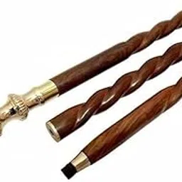 Antique Wooden Walking Stick with Brass Decorative Handle | Handmade Vintage Style Cane for Men & Women | Detachable 3-Fold Design,Walking Cane for Seniors,Portable Walking Stick-picture-19