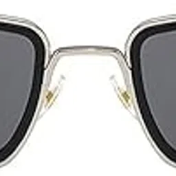 rebelonic Square Frame Sunglasses with Metal Arms, Grey Lens, Silver Frame-picture-17