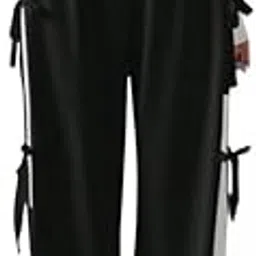 Women's Wide-Leg Sweatpants with Side Bow Ties – Black Contrast Joggers1-picture-56