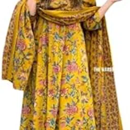 Women's Floral Print Cotton Kurta Set with Dupatta, Red Cotton, Traditional Indian Ethnic Wear, 3 Piece-picture-14