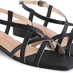 jm looks Stylish Fancy Stripes Block Heel Sandal With Ankle Strap For Women & Girls | Casual Women Heel Sandals |-picture-33